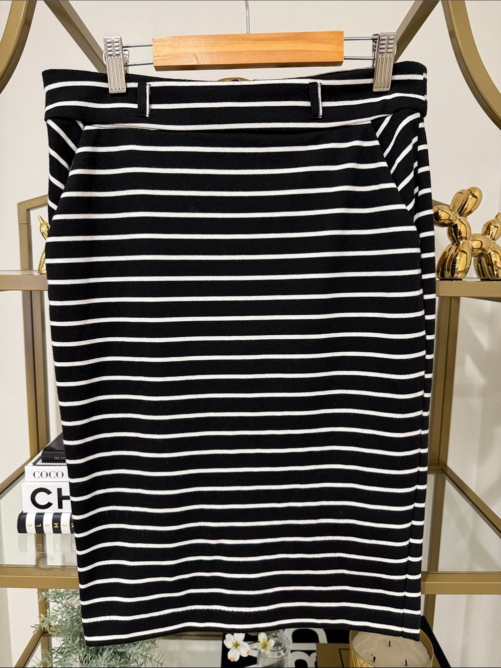 Black & White Striped Pencil Skirt